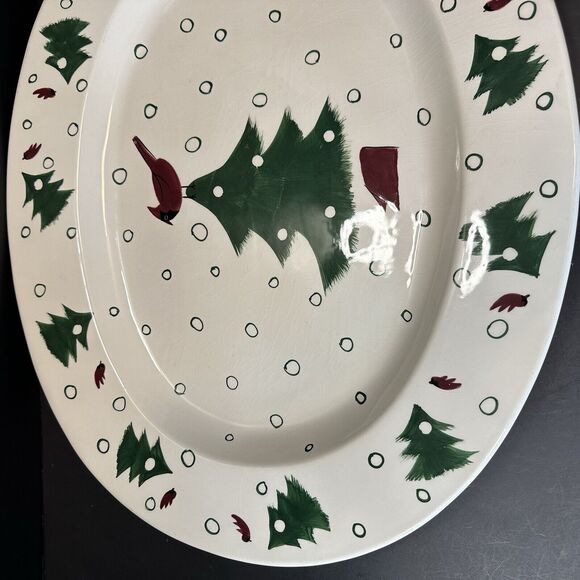 Studio Nova Holiday Cardinal Christmas 20" Oval Serving Platter KT547 Vintage - Picture 6 of 15
